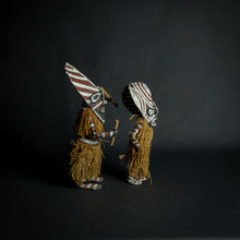 Load image into Gallery viewer, Chokwe Makishi dolls representing ancestral spirits with traditional geometric patterns.