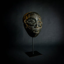 Load image into Gallery viewer, Chokwe Mask with Traditional Forehead Sign – Exploring Chokwe Artistry, a symbol of Chokwe culture and craftsmanship, featuring visible teeth and scarification.
