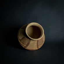 Load image into Gallery viewer, African clay vessel with hand-painted geometric patterns, embodying traditional tribal artistry.