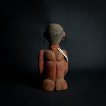 Load image into Gallery viewer, Yaka Africa Red Painted Half Body Figure – Cultural Art Sculpture with earrings and big nose.