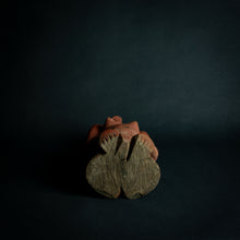 Load image into Gallery viewer, Yaka Africa Red Painted Half Body Figure – Cultural Art Sculpture with earrings and big nose.