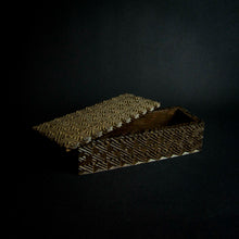 Load image into Gallery viewer, Wooden box adorned with intricate geometric details and engravings, including "1984," "Matumona Kanda," and "Zaire."