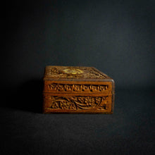 Load image into Gallery viewer, Handcrafted Indian rosewood box with intricate flower carvings on the lid, perfect for storage or decoration.