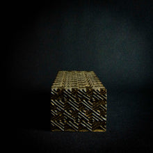 Load image into Gallery viewer, Wooden box adorned with intricate geometric details and engravings, including "1984," "Matumona Kanda," and "Zaire."