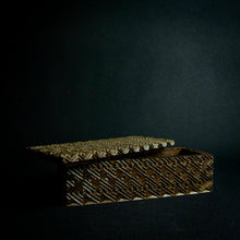 Load image into Gallery viewer, Wooden box adorned with intricate geometric details and engravings, including "1984," "Matumona Kanda," and "Zaire."