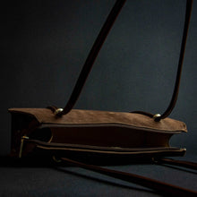 Load image into Gallery viewer, Brown handbag with large handles and silver-colored details