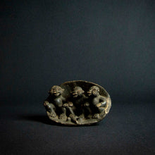 Load image into Gallery viewer, Terracotta sculpture of three figures from the Bamum tribe in Cameroon, featuring intricate details and unique characteristics.