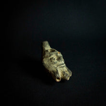 Load image into Gallery viewer, Terracotta Oil Lamp in Roman Style with Decorative Medallion featuring man's face and three spouts.