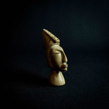 Load image into Gallery viewer, Stone sculpture of a male head with expressive features and a striking hairdo, likely from Zimbabwe.