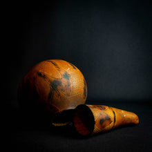 Load image into Gallery viewer, Vintage handcrafted calabash gourd with animal-inspired engravings
