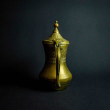 Load image into Gallery viewer, Antique Islamic teapot made of brass and copper with intricate designs and engravings on the exterior.
